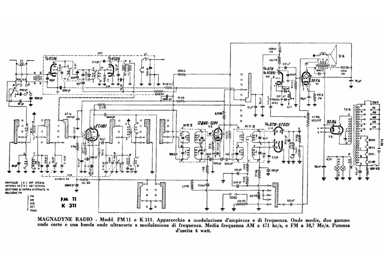 Magnadyne fm11, k311 schematic