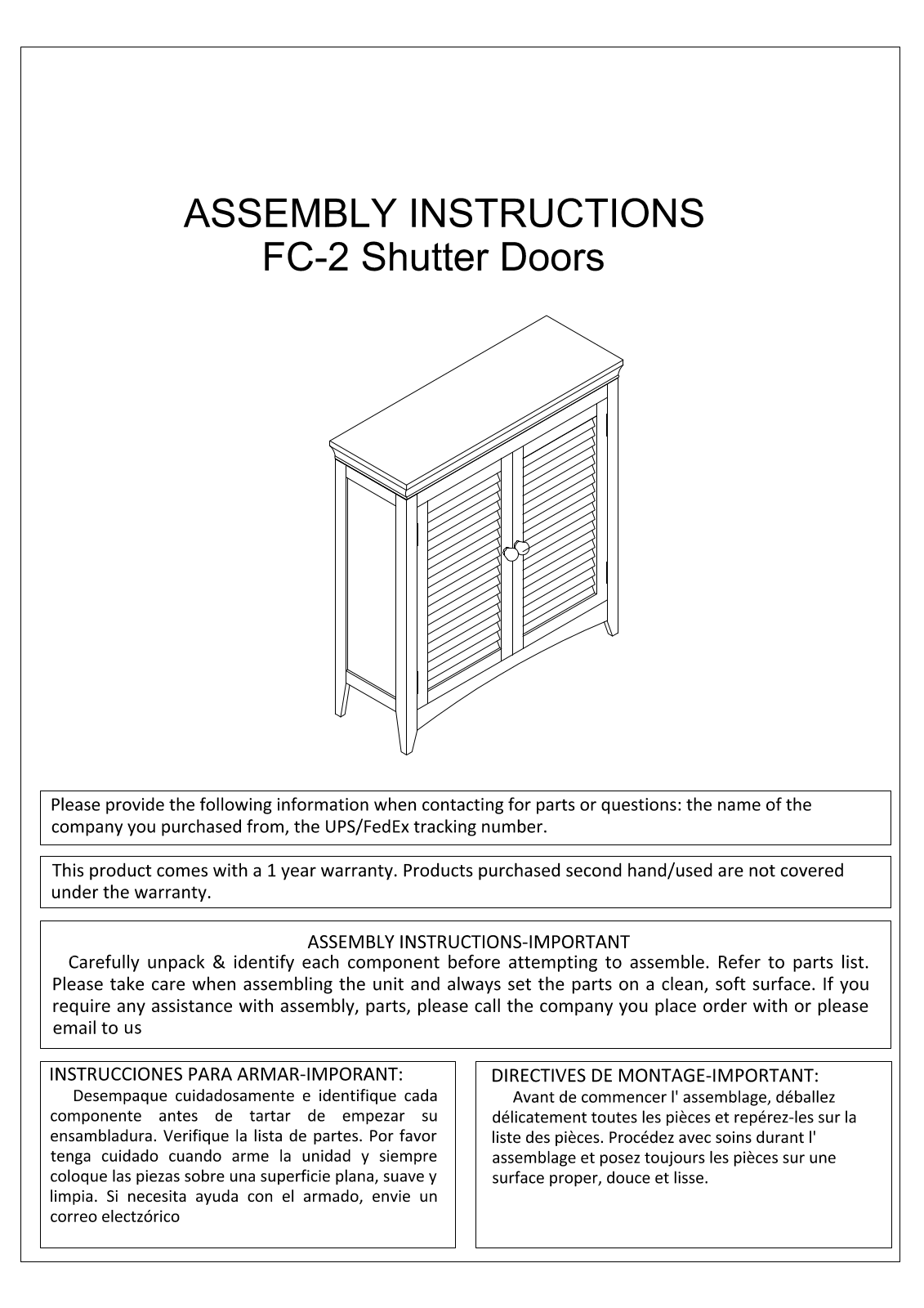 Sand & Stable W005406744 Assembly Instructions - ManualMachine.com