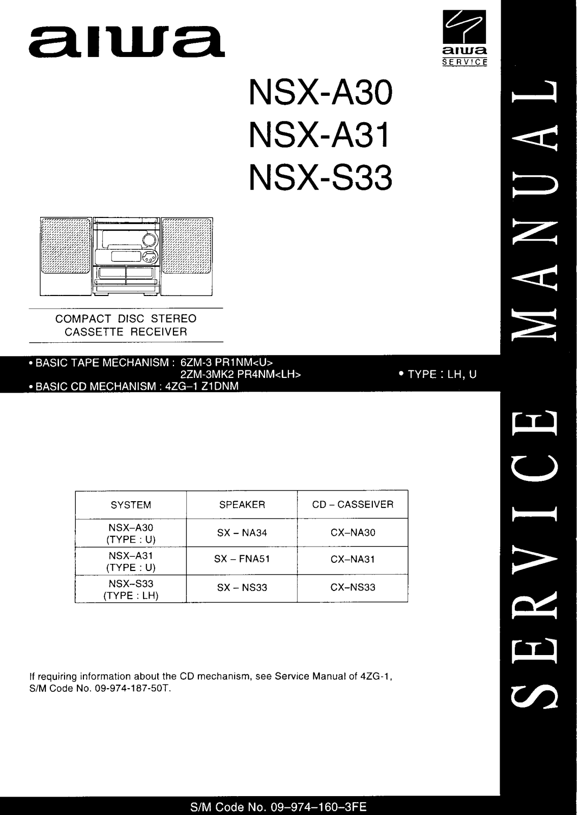 Aiwa NSXA-30, NSXA-31, NSXS-33 Service manual