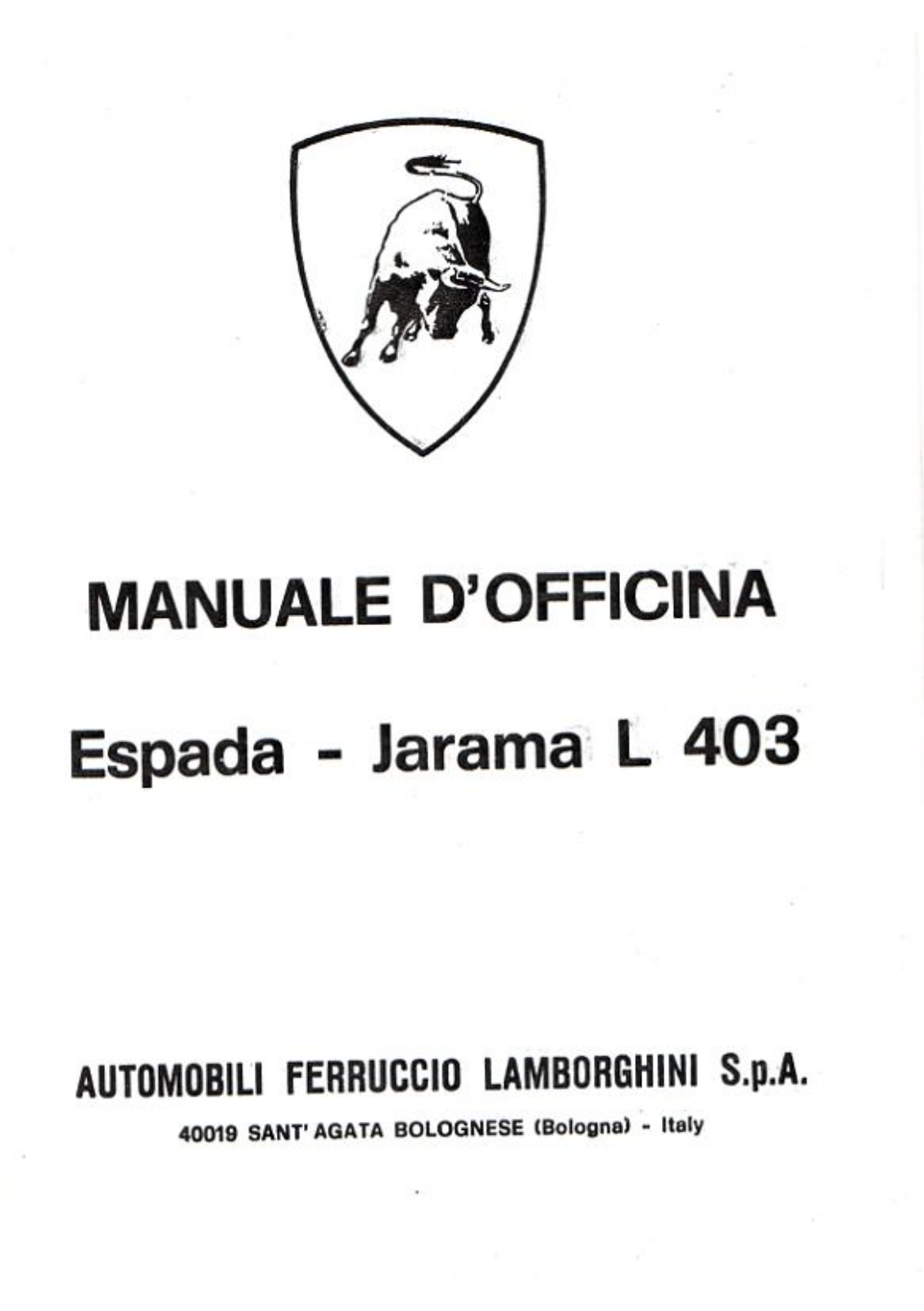 Lamborghini Espada User Manual