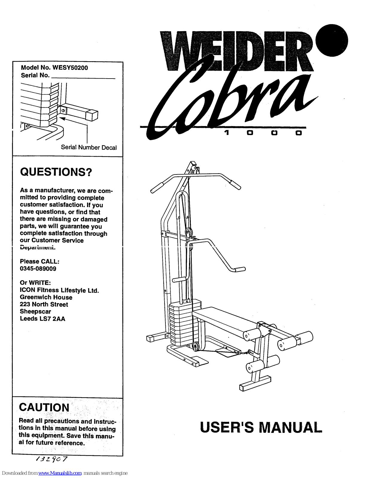 Weider WESY50200 User Manual - ManualMachine.com