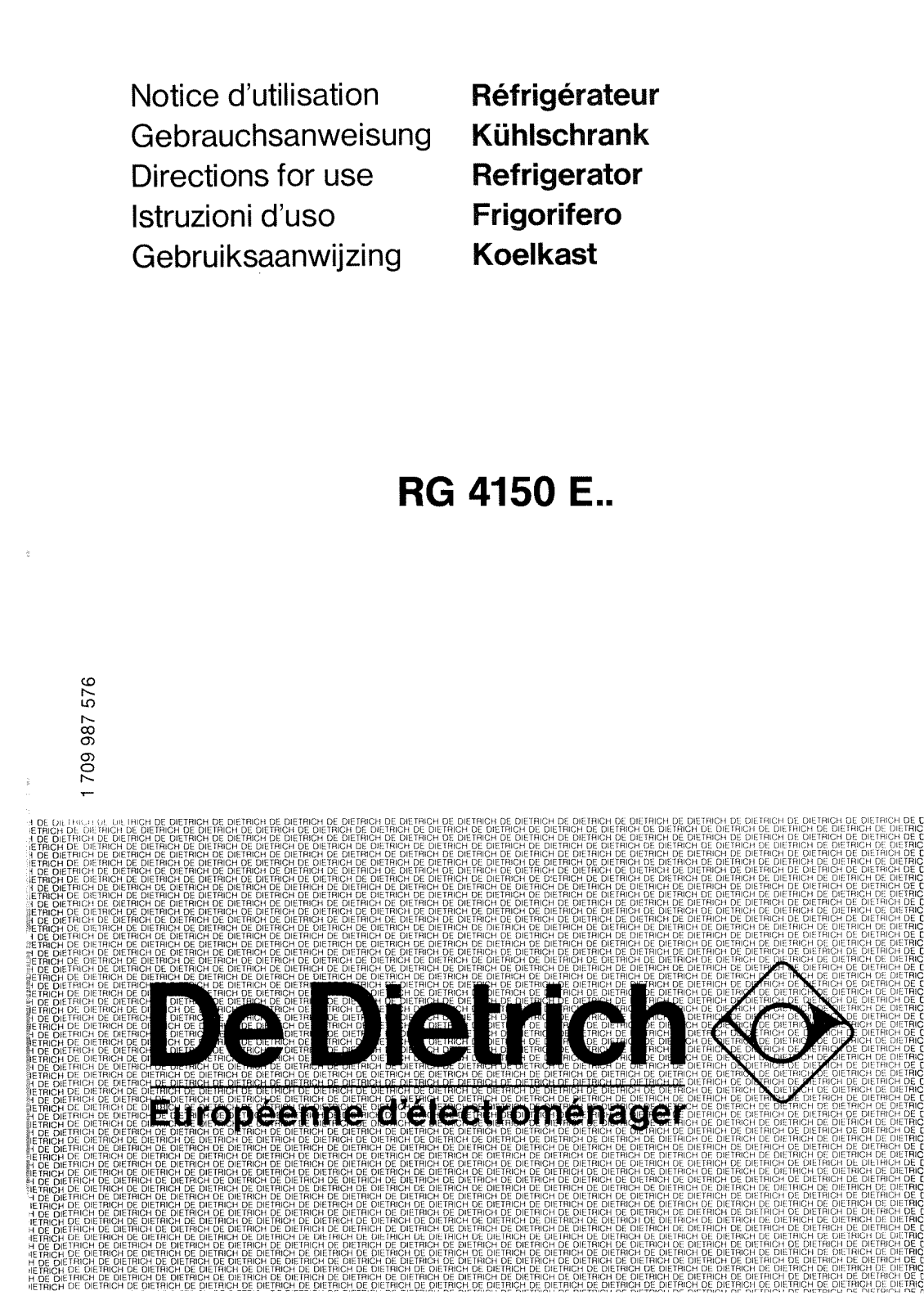 De dietrich RG4150E5 User Manual