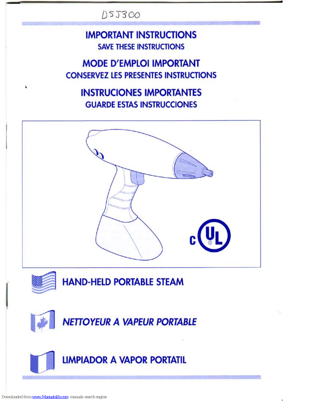 DeLonghi DSJ300 Important Instructions Manual