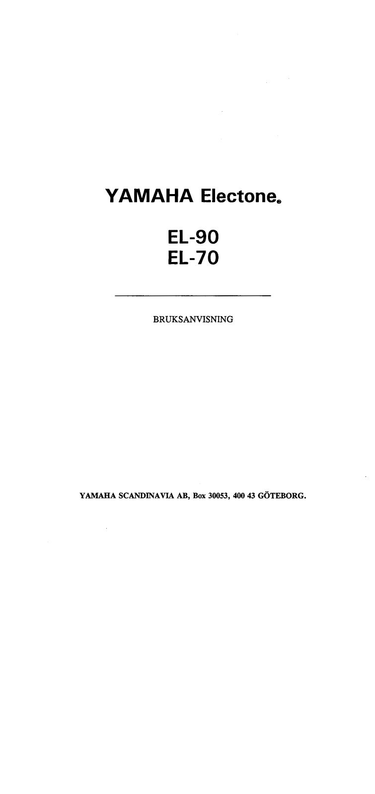 Yamaha EL-90, EL-70 User Manual