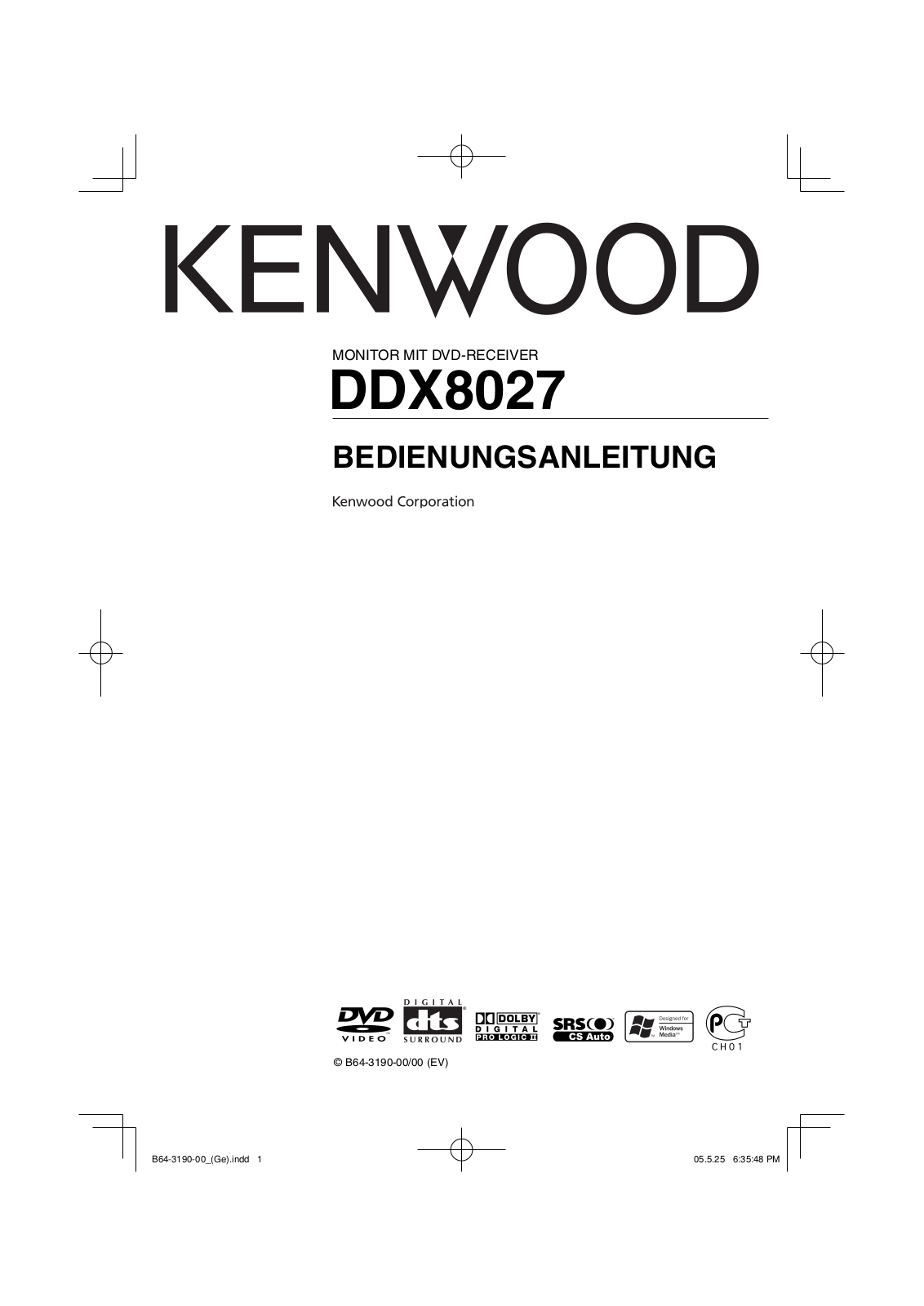 Kenwood DDX8027 User Manual