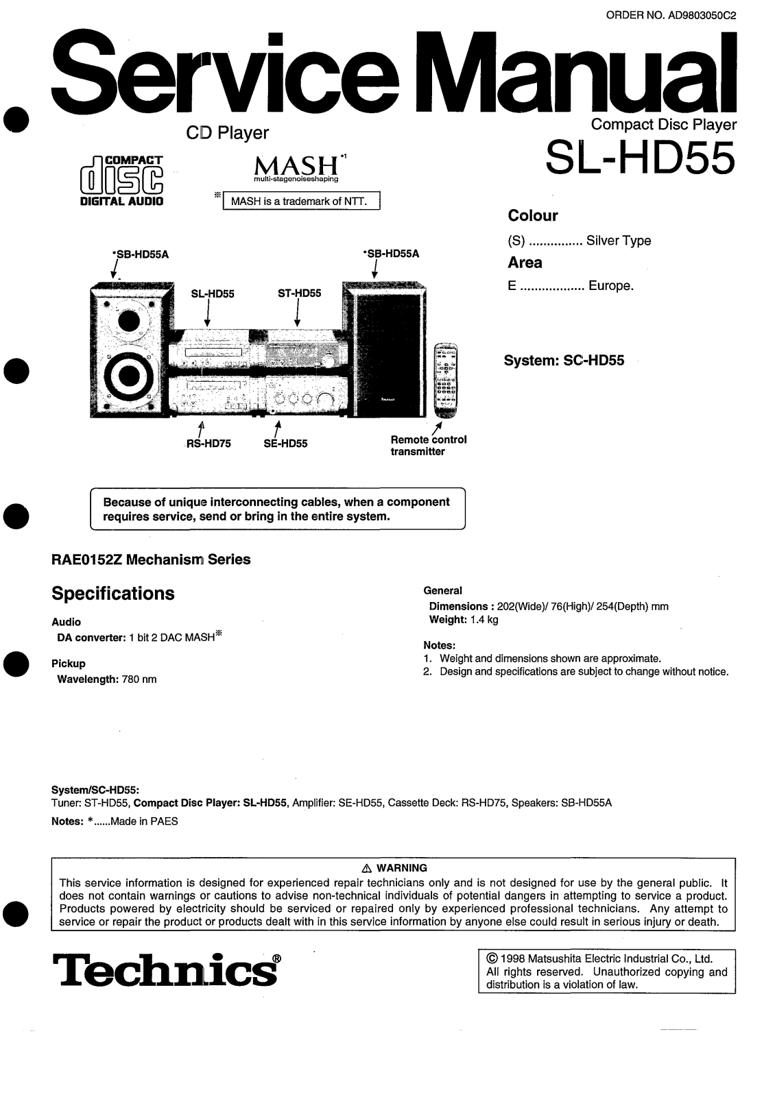 Technics SLHD-55 Service manual