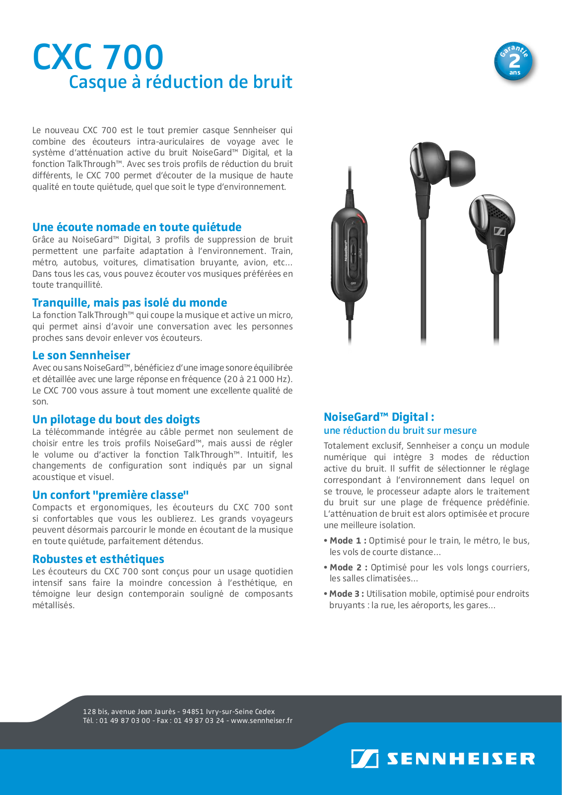 Sennheiser CXC 700 DATASHEET