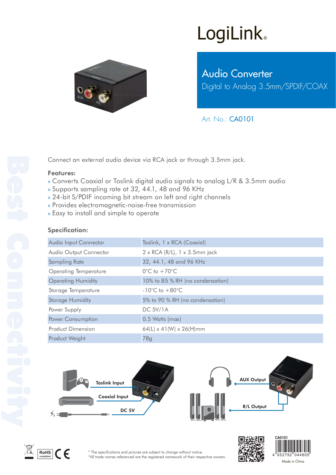LOGILINK CA0101 Datasheet - ManualMachine.com