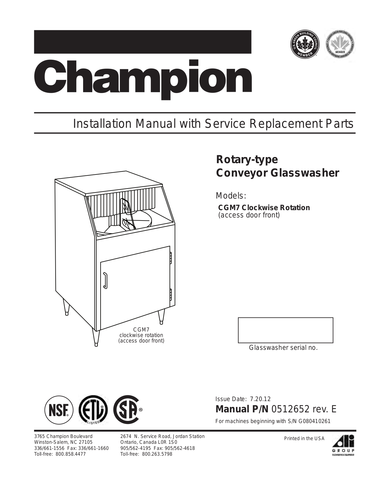 Champion CGM7 Service Manual