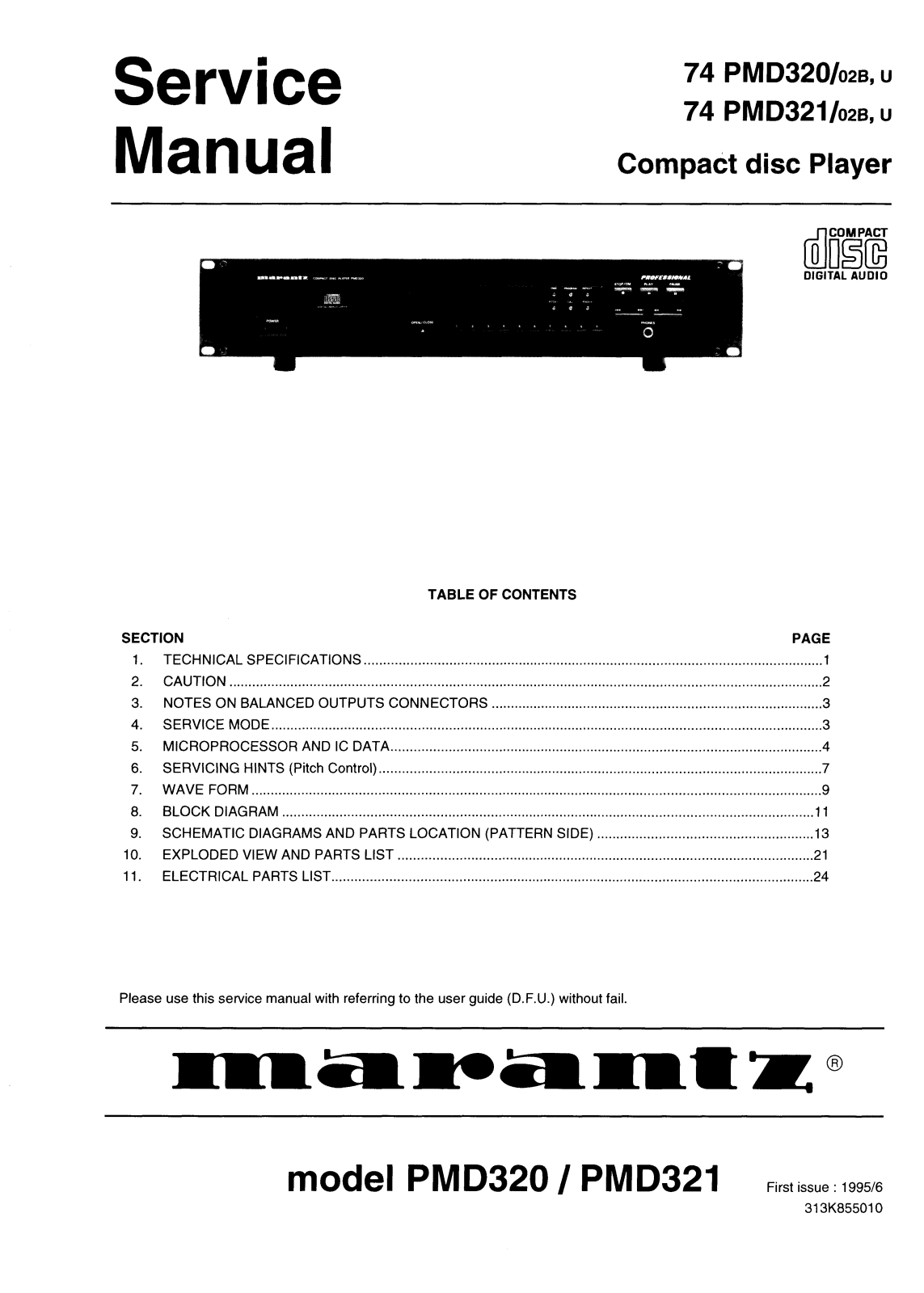 Marantz PMD-321, PMD-320 Service Manual