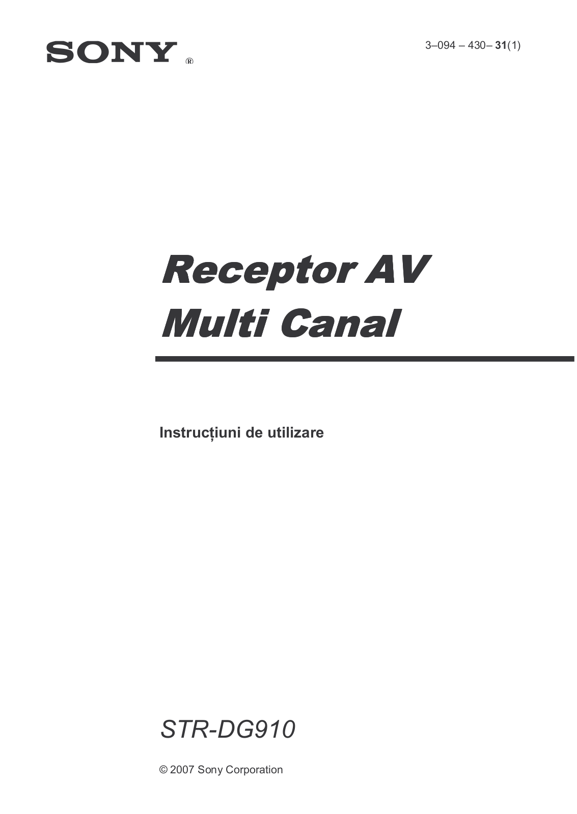 Sony STR-DG910 User Manual