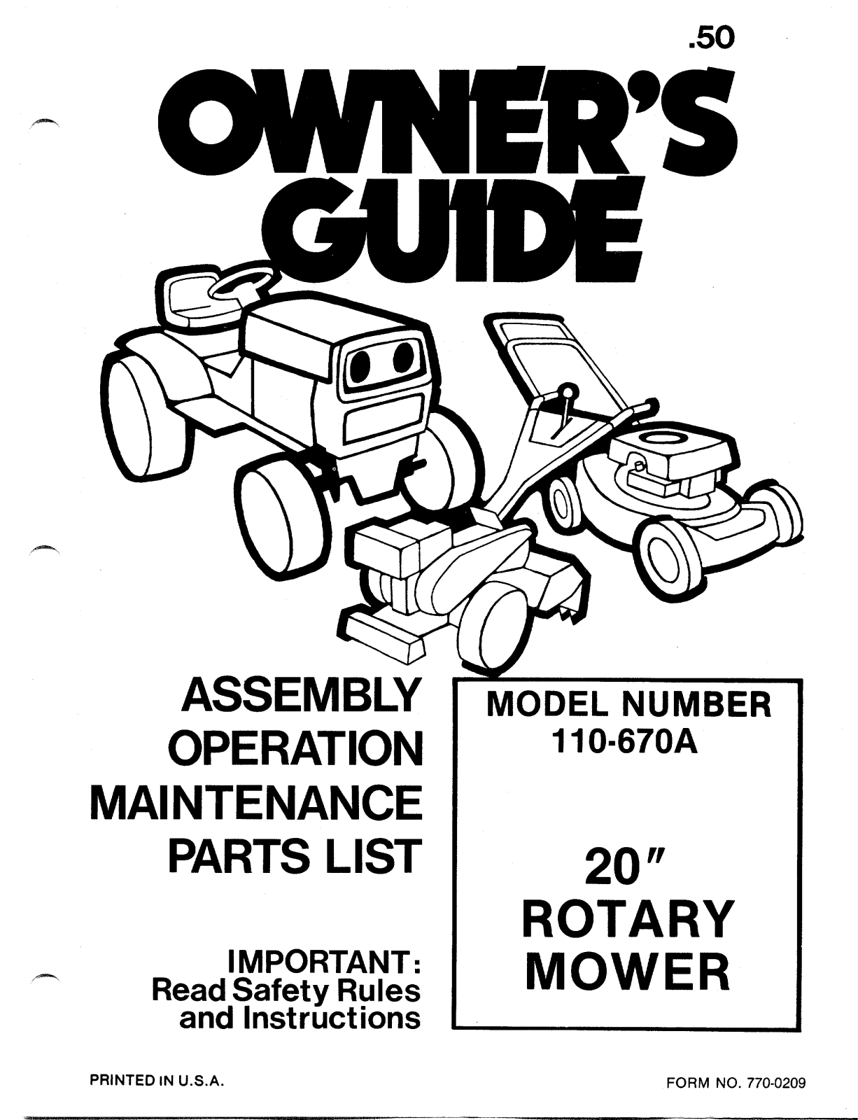 Bolens 110-670A User Manual