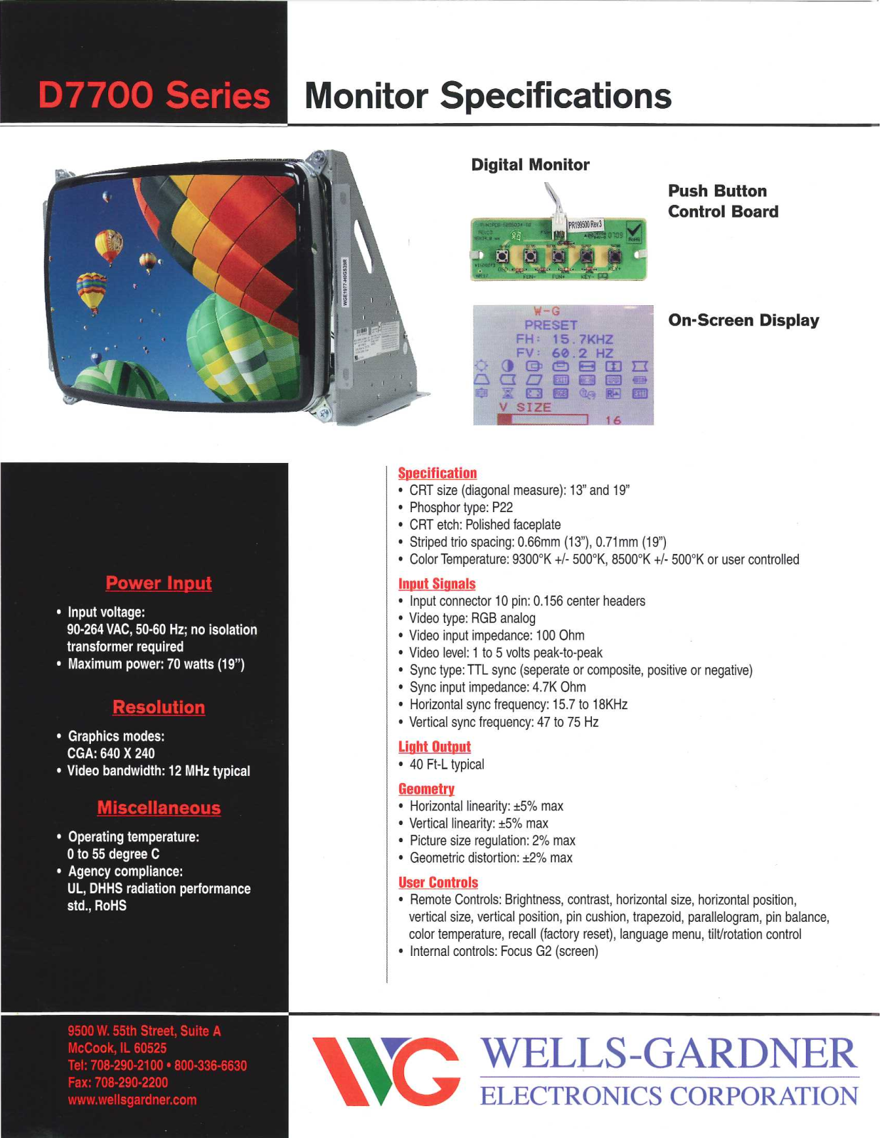 Wells-Gardner D7700 User Manual