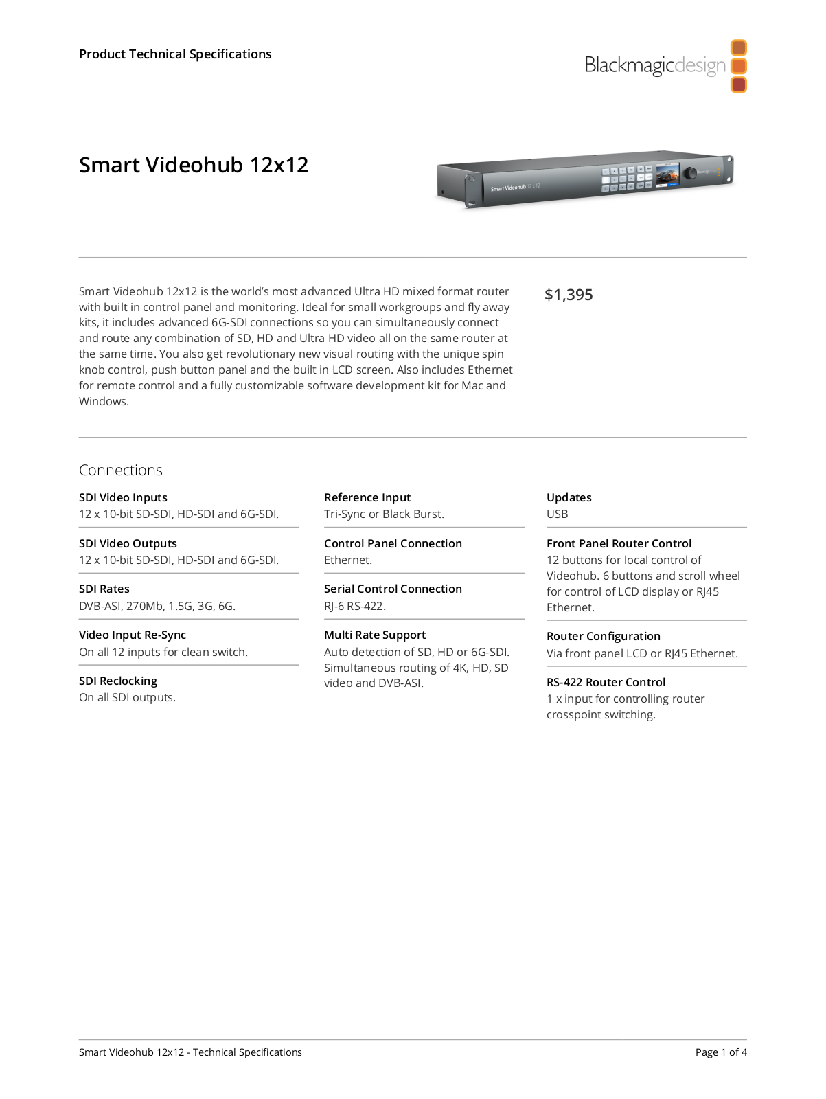 Blackmagic Design Smart Videohub 12x12 User Manual