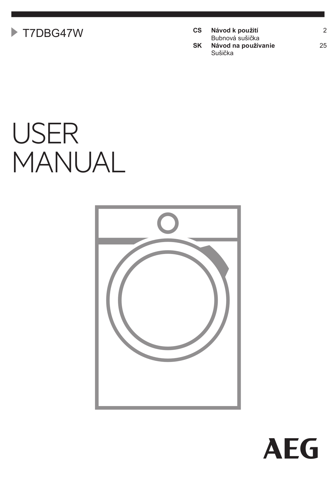 AEG SensiDry T7DBG47W User Manual