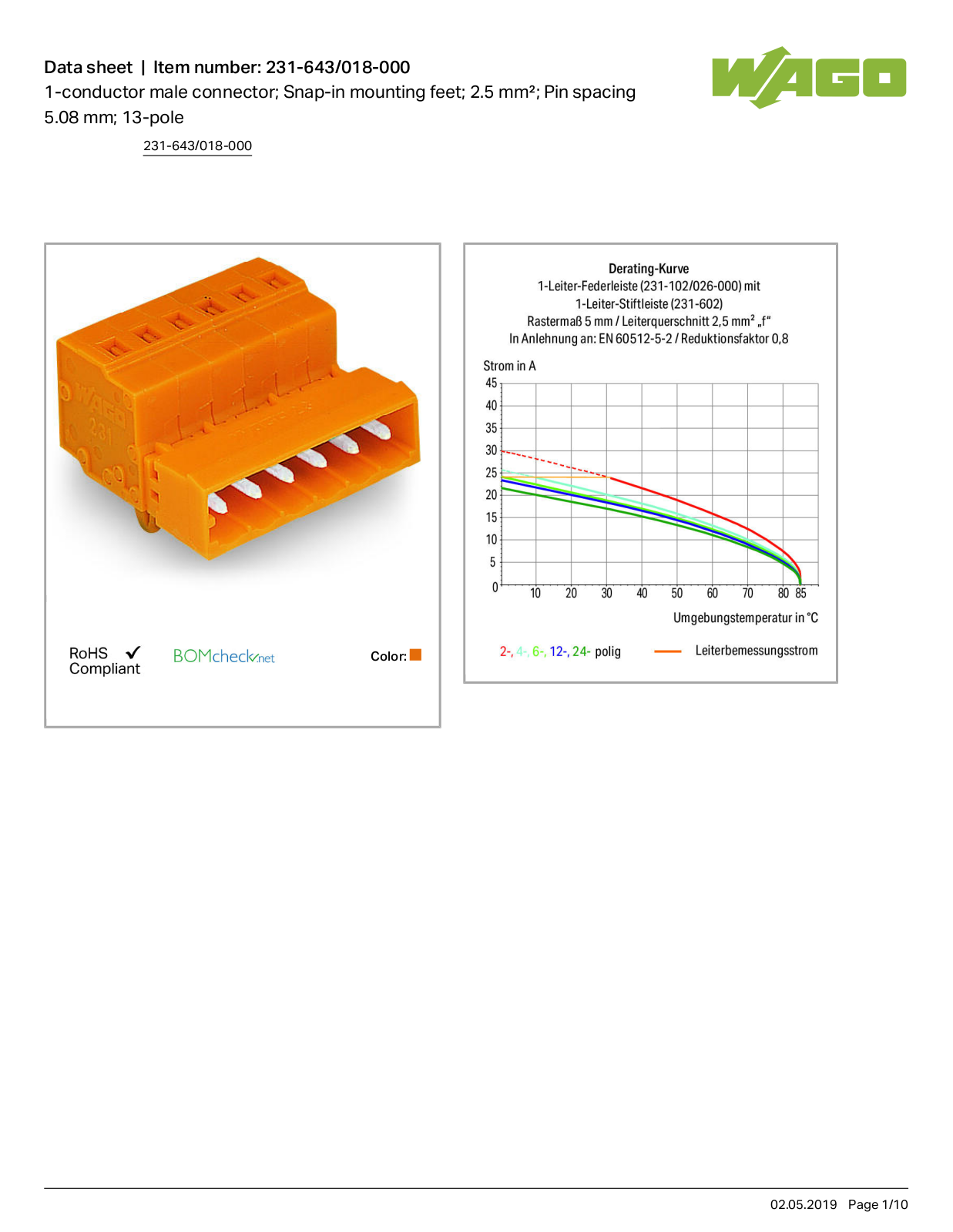 Wago 231-643/018-000 Data Sheet