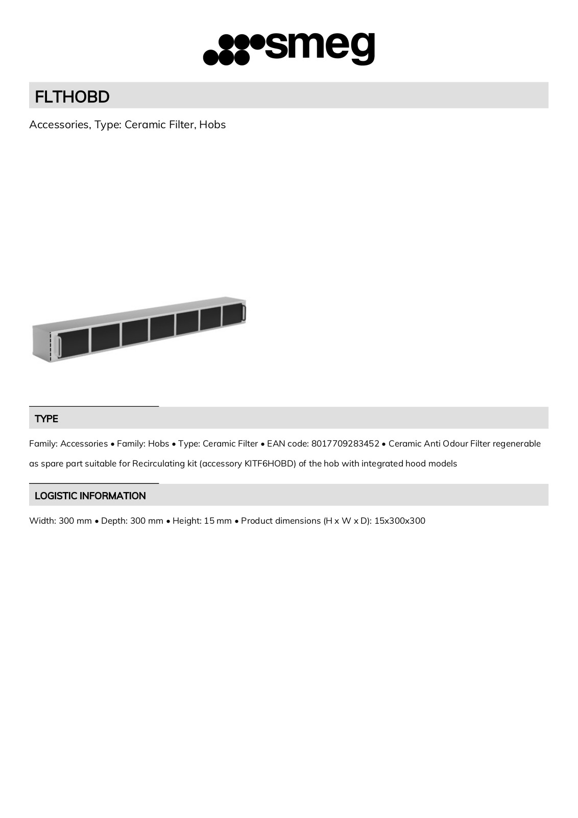 Smeg FLTHOBD Technical sheet