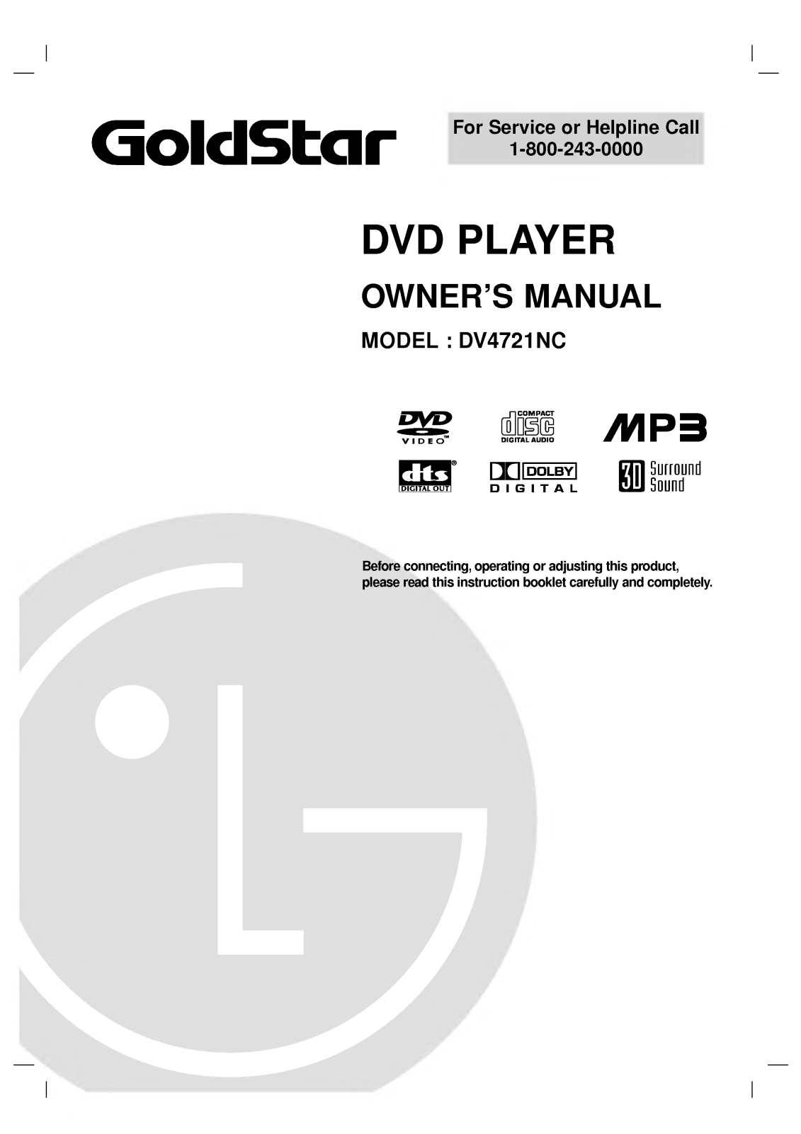 LG DV4721NC User Manual