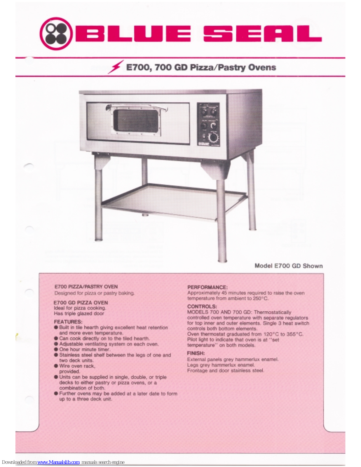 Moffat 700 GD, E700 GD, E700 Specifications