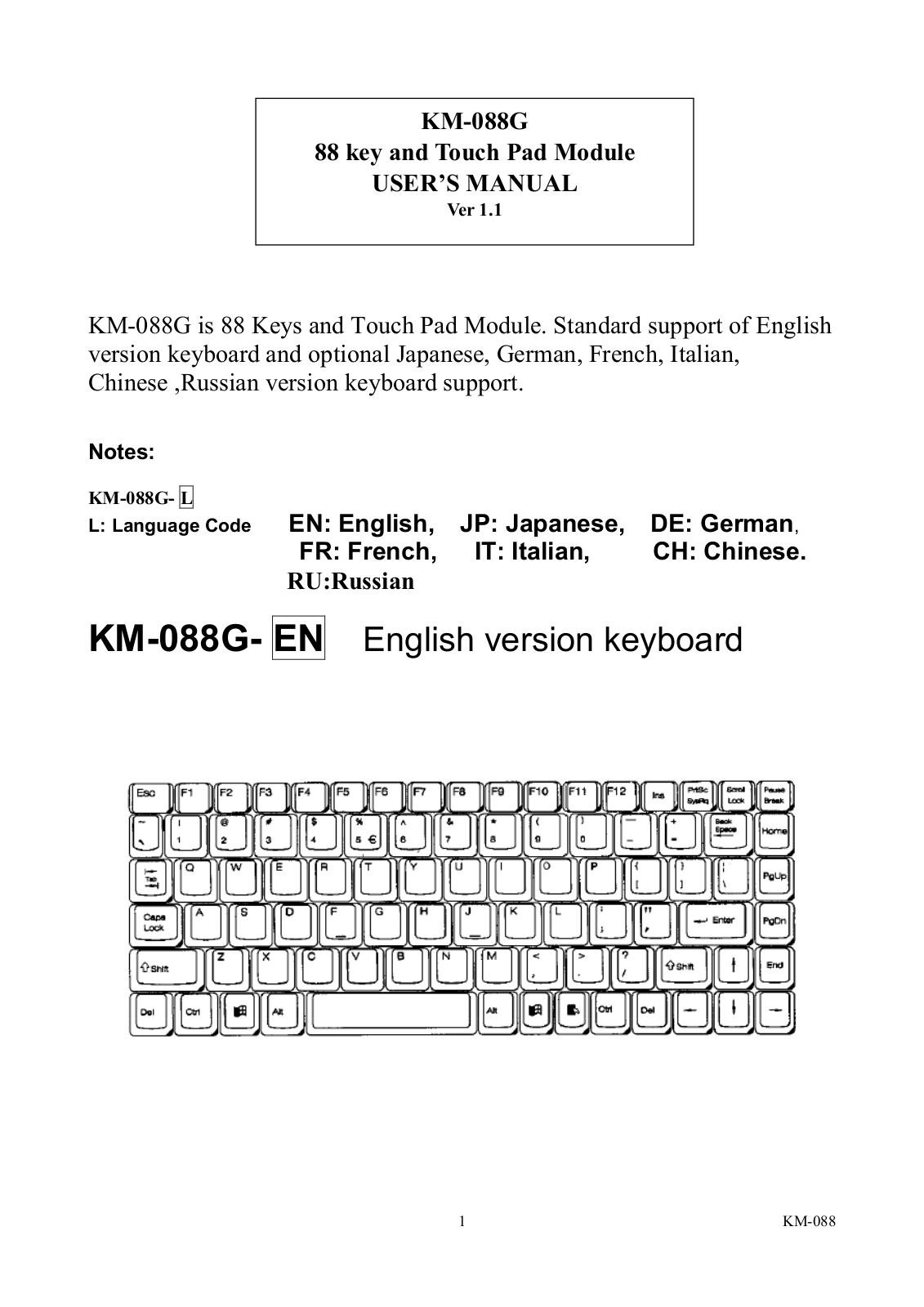 IEI Integration KM-088G User Manual