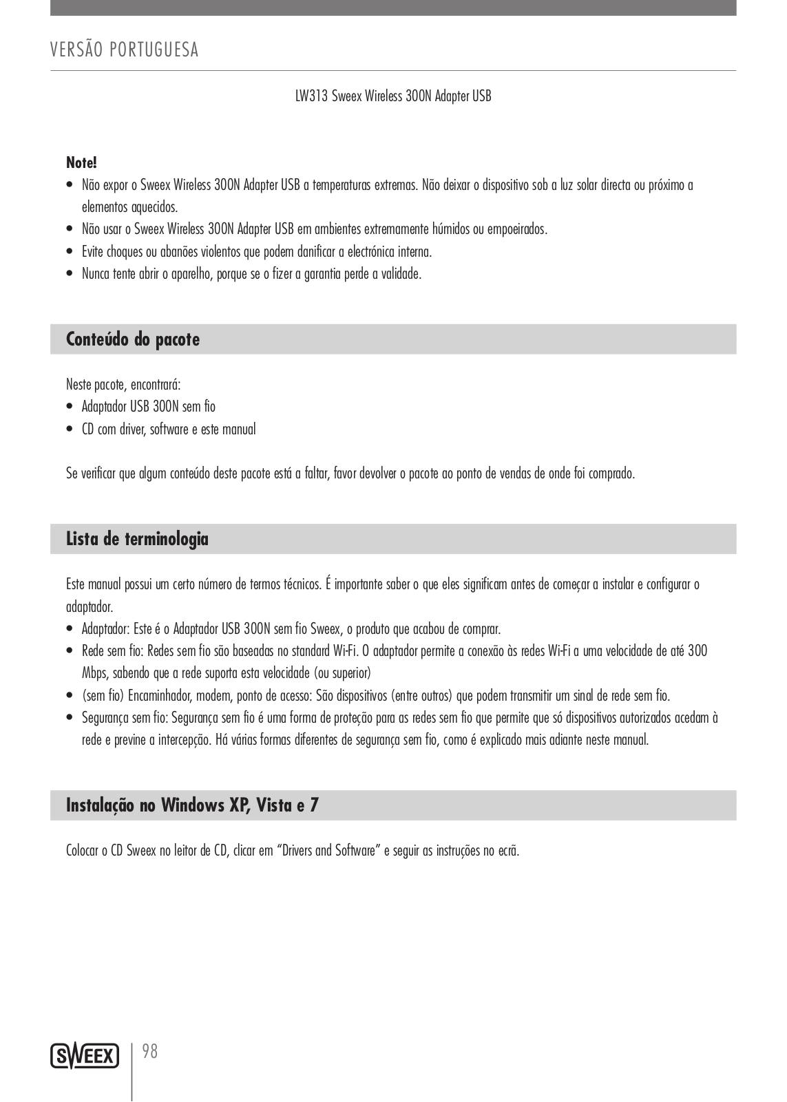 Sweex LW313 User Manual