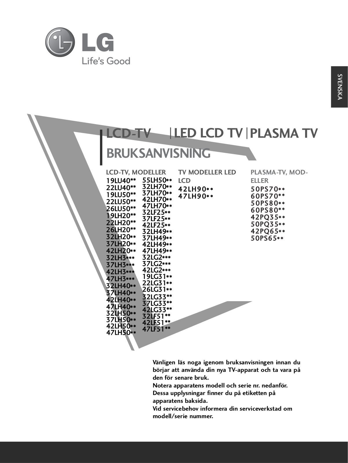 LG 50PS6500 User manual