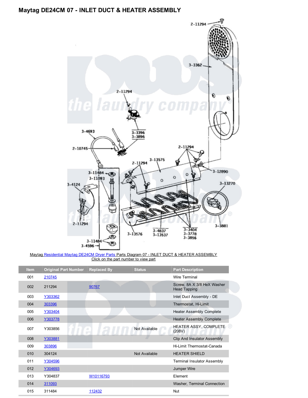 Maytag DE24CM Parts Diagram