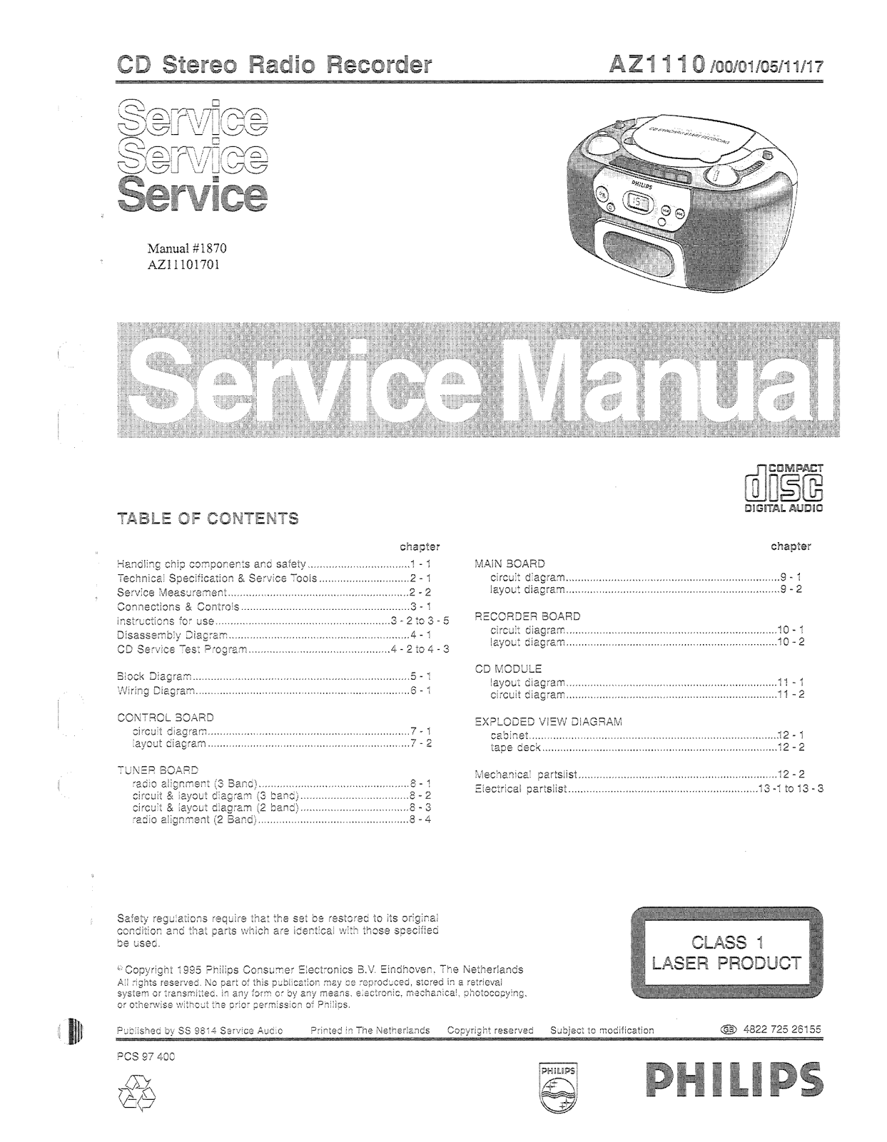 Philips AZ-1110 Service Manual
