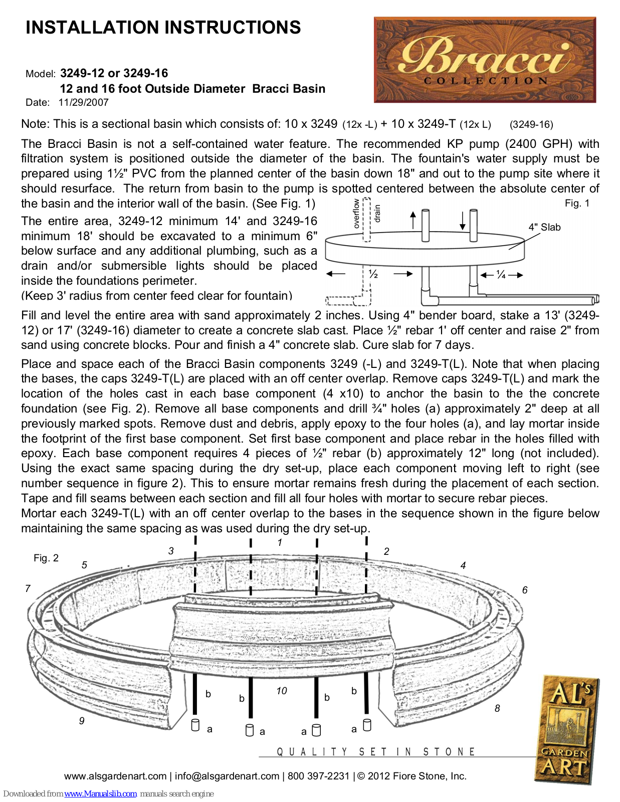 Bracci 3249-12, 3249-16 Installation Instructions Manual - ManualMachine.com