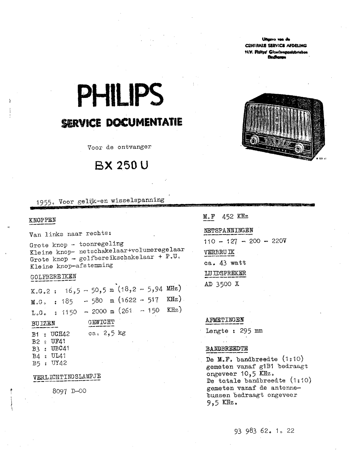 Philips BX-250-U Service Manual