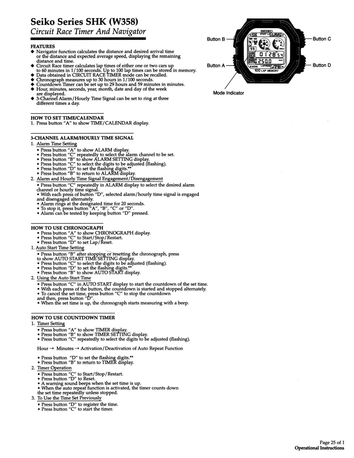 Seiko SHK User Manual