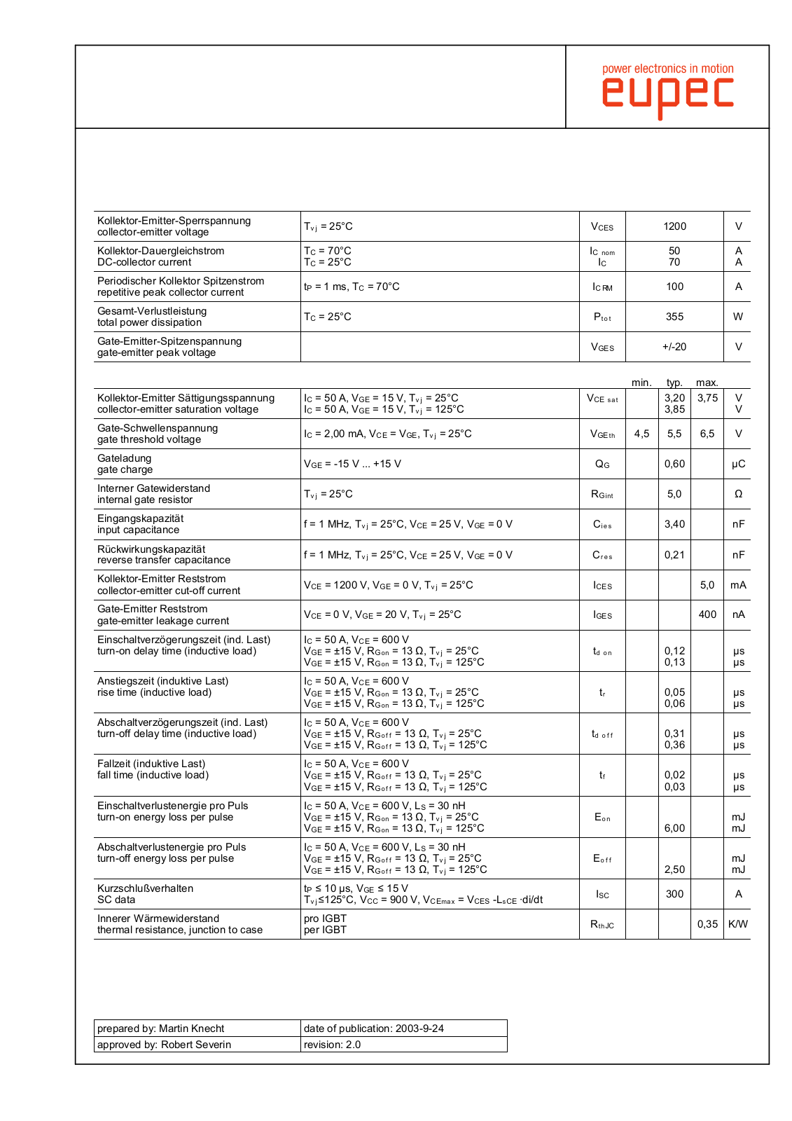 Infineon F4-50R12KS4 Data Sheet