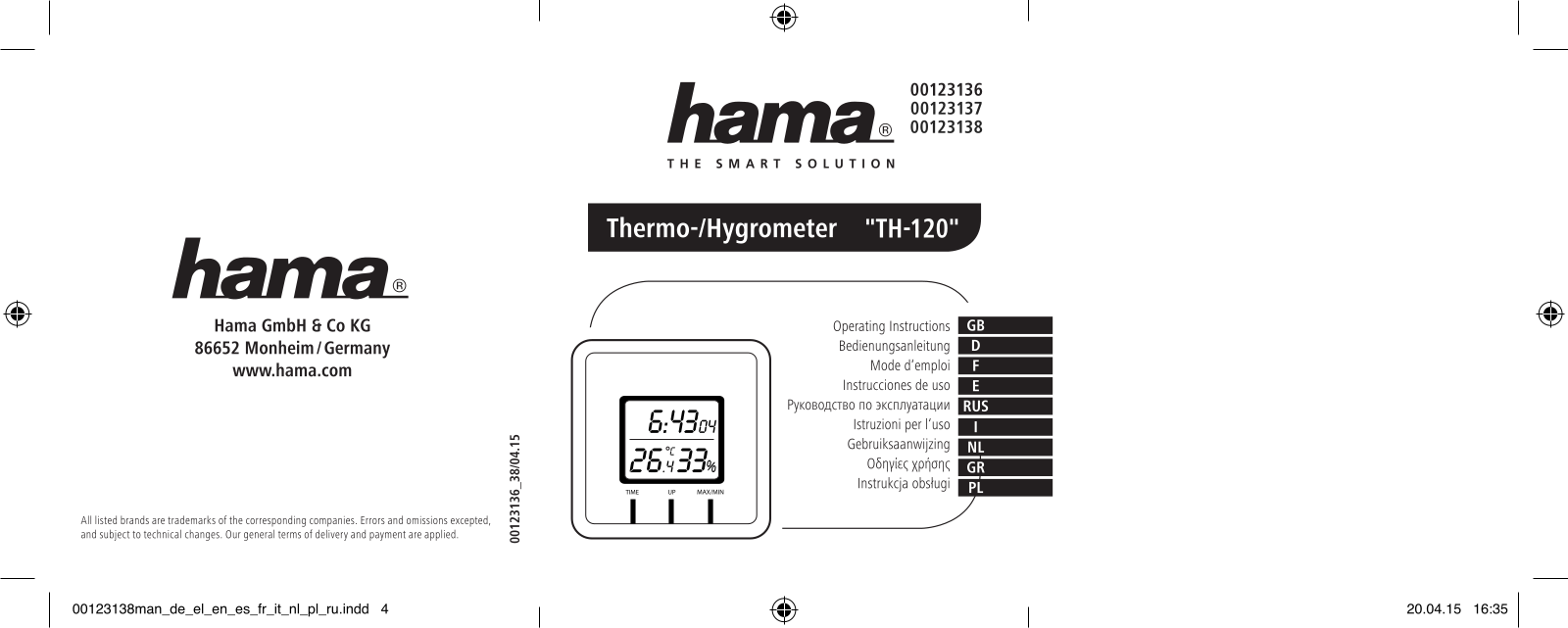 HAMA TH-120 User Manual