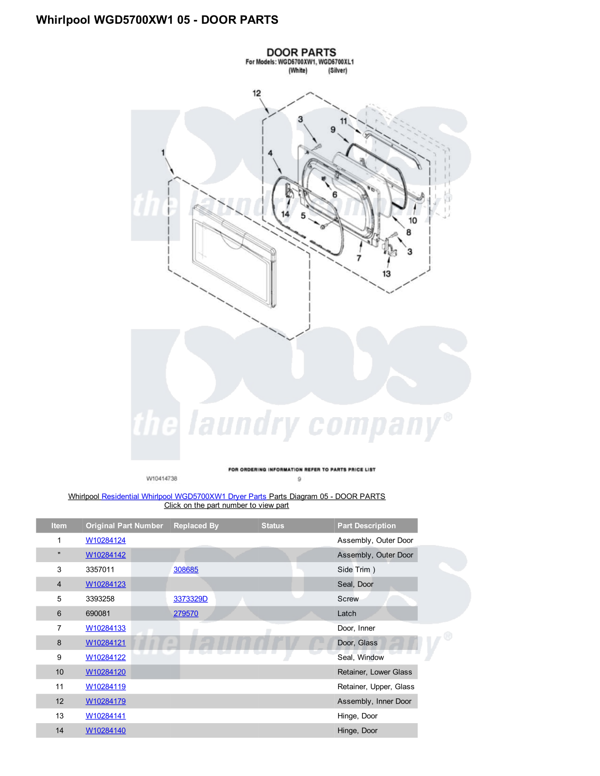 Whirlpool WGD5700XW1 Parts Diagram