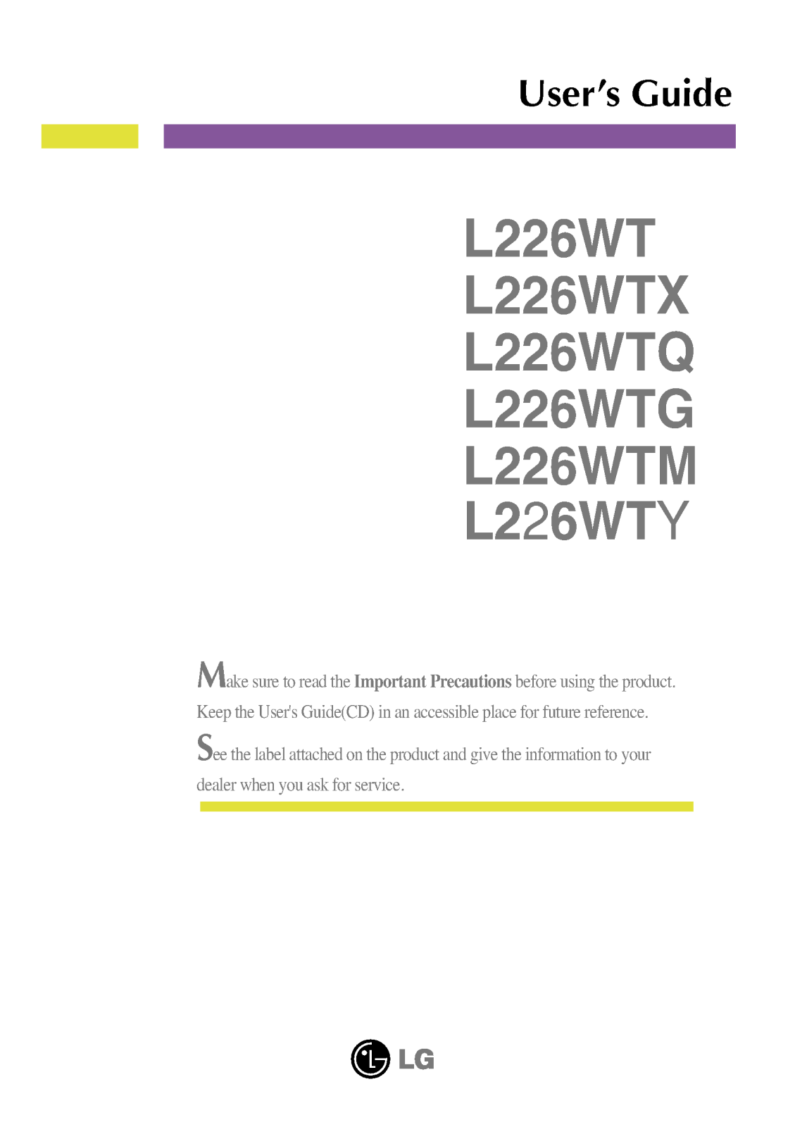 LG L226WTY-BF User Manual