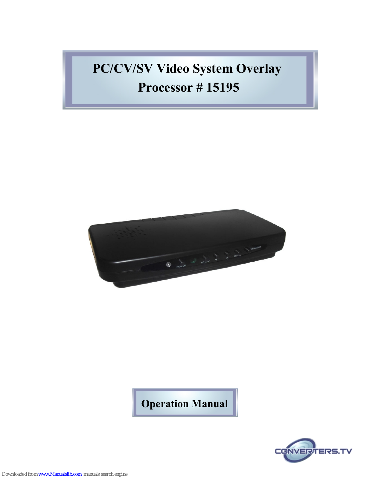 Converters.TV 15195 Operation Manual