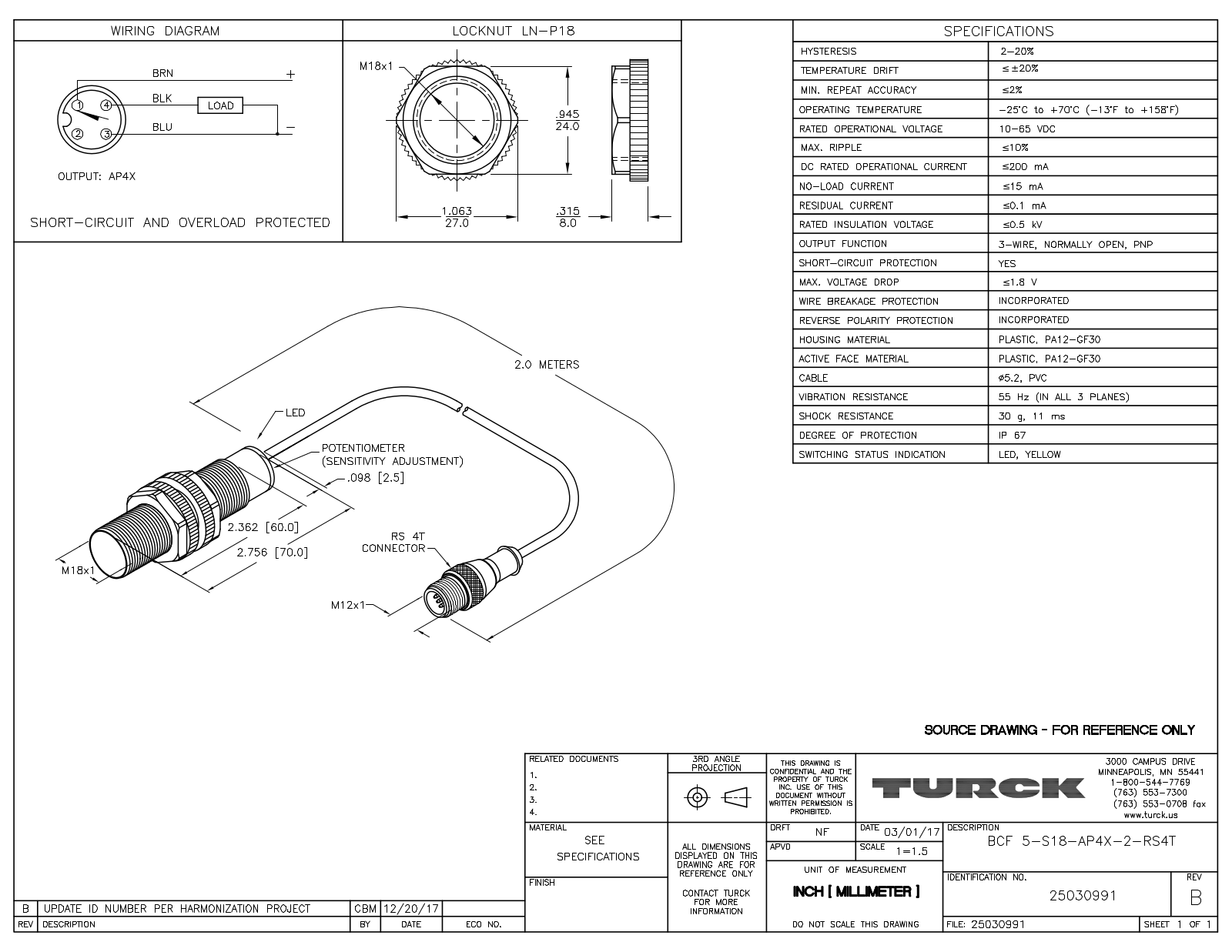 Turck BCF5-S18-AP4X-2-RS4T Data Sheet