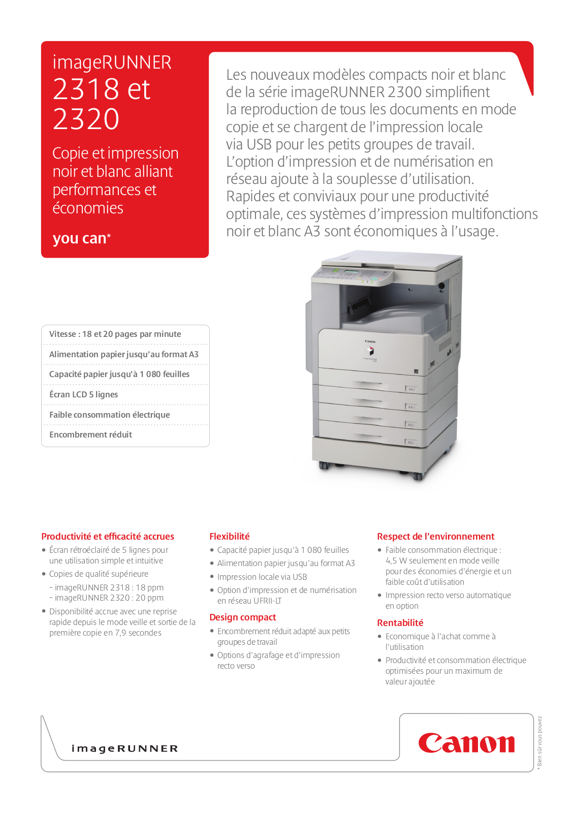 Canon IMAGERUNNER 2320, IMAGERUNNER 2318 BROCHURE