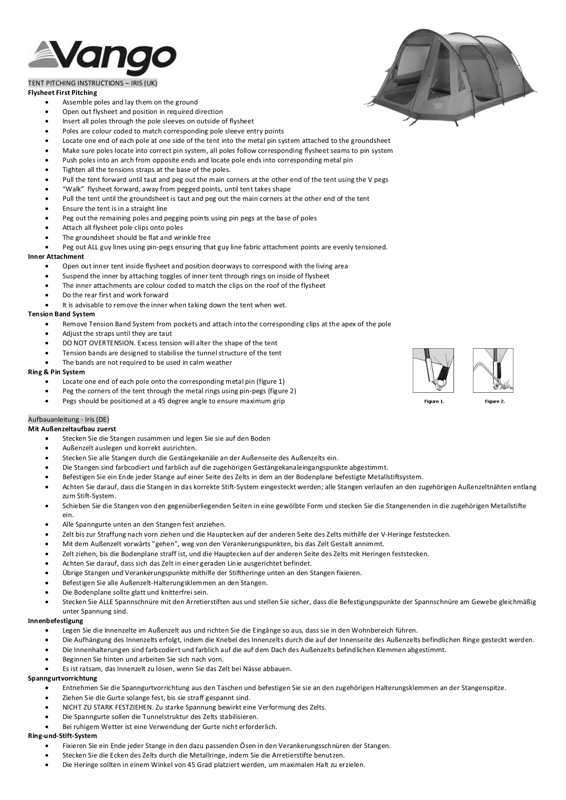 Vango Iris 500, Iris 600 User Manual