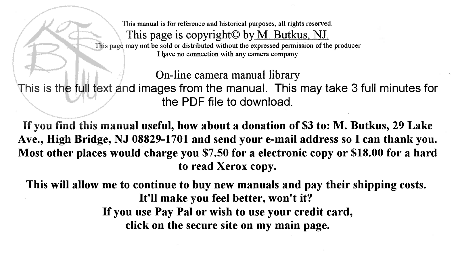 MAMIYA M645 J User Manual