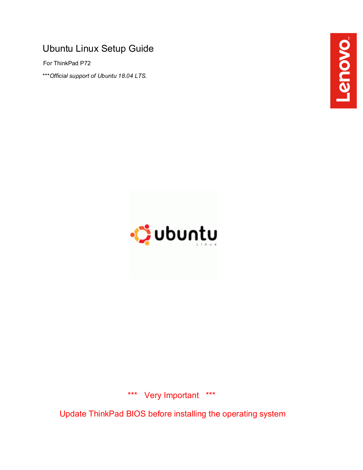 Lenovo ThinkPad P72 Ubuntu Linux Setup Guide