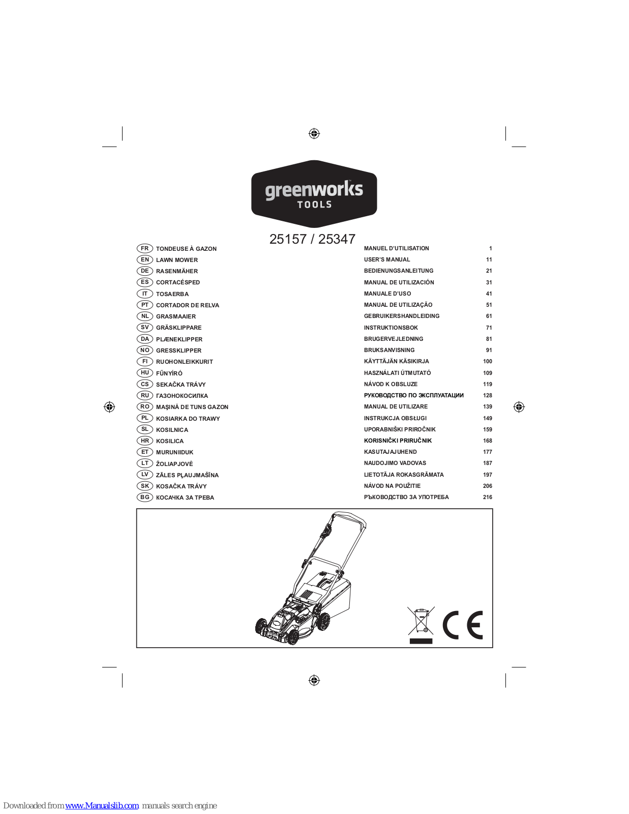 GreenWorks Tools 25157, 25347 User Manual