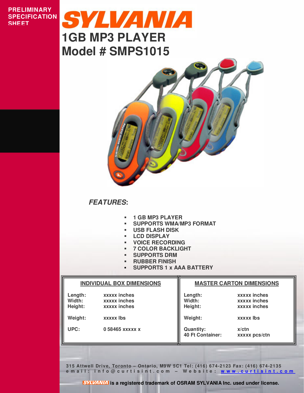 Curtis SMPS1015 User Manual