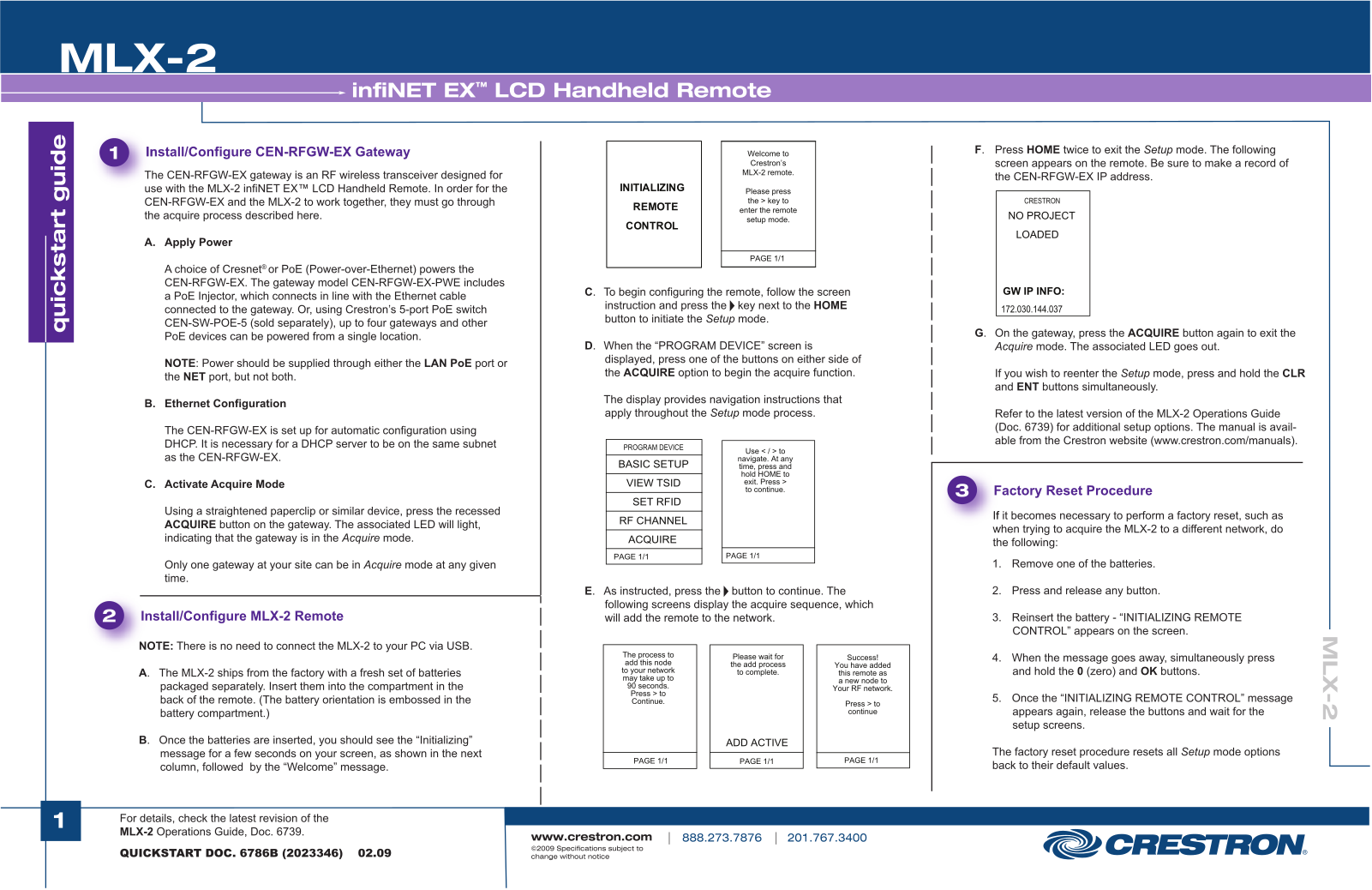 Crestron electronic MIX-2, CEN-RFGW-EX User Manual