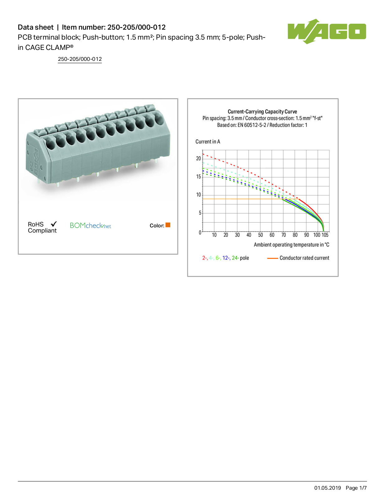 Wago 250-205/000-012 Data Sheet