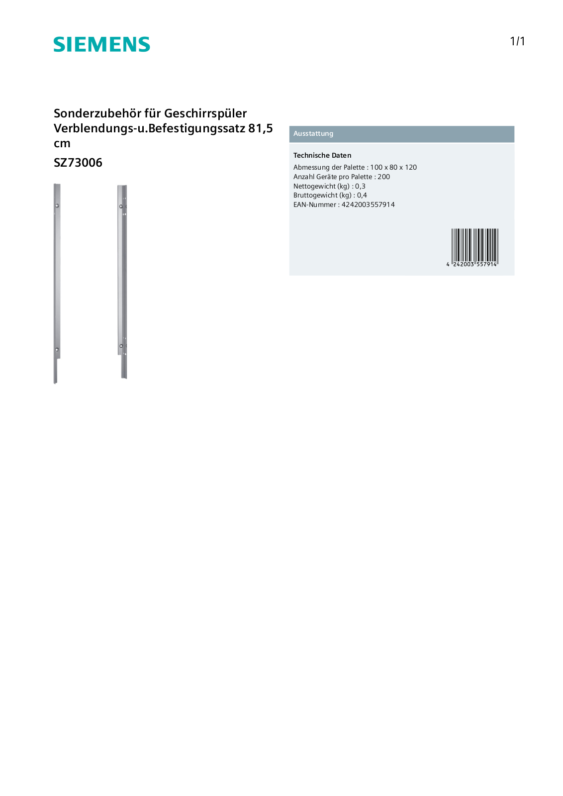 Siemens SZ73006 User Manual