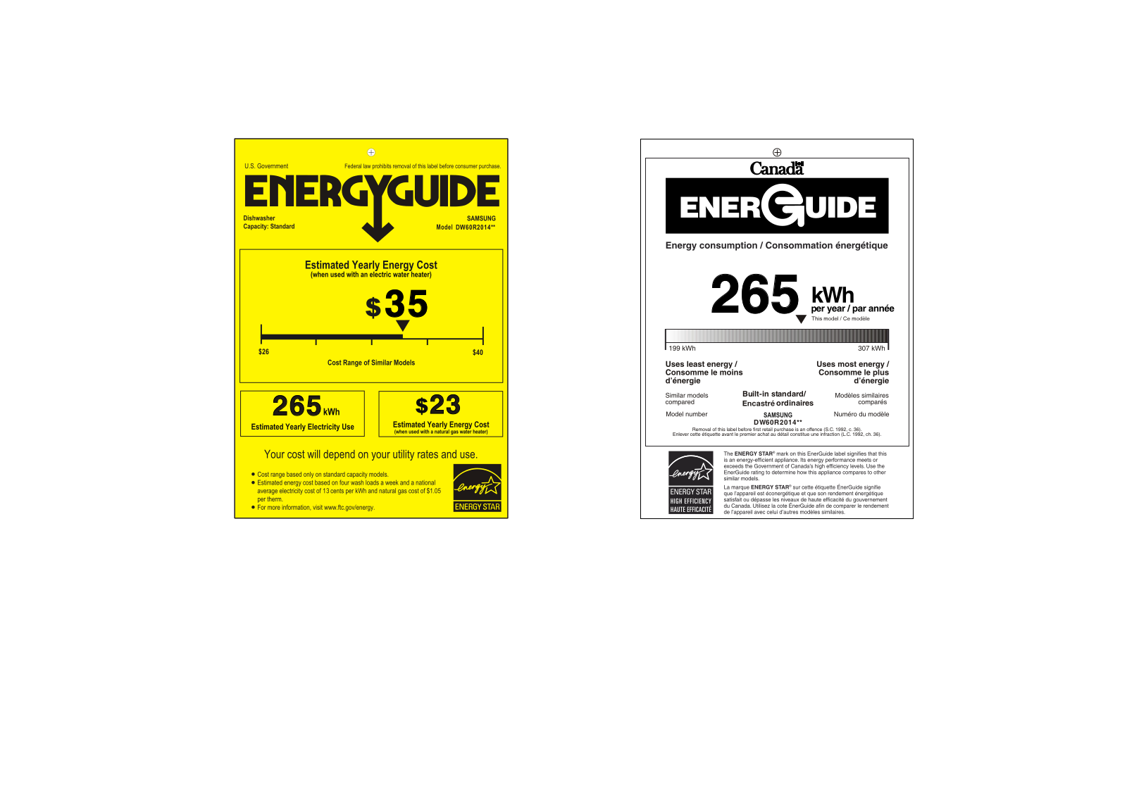 Samsung DW60R2014US Energy manual