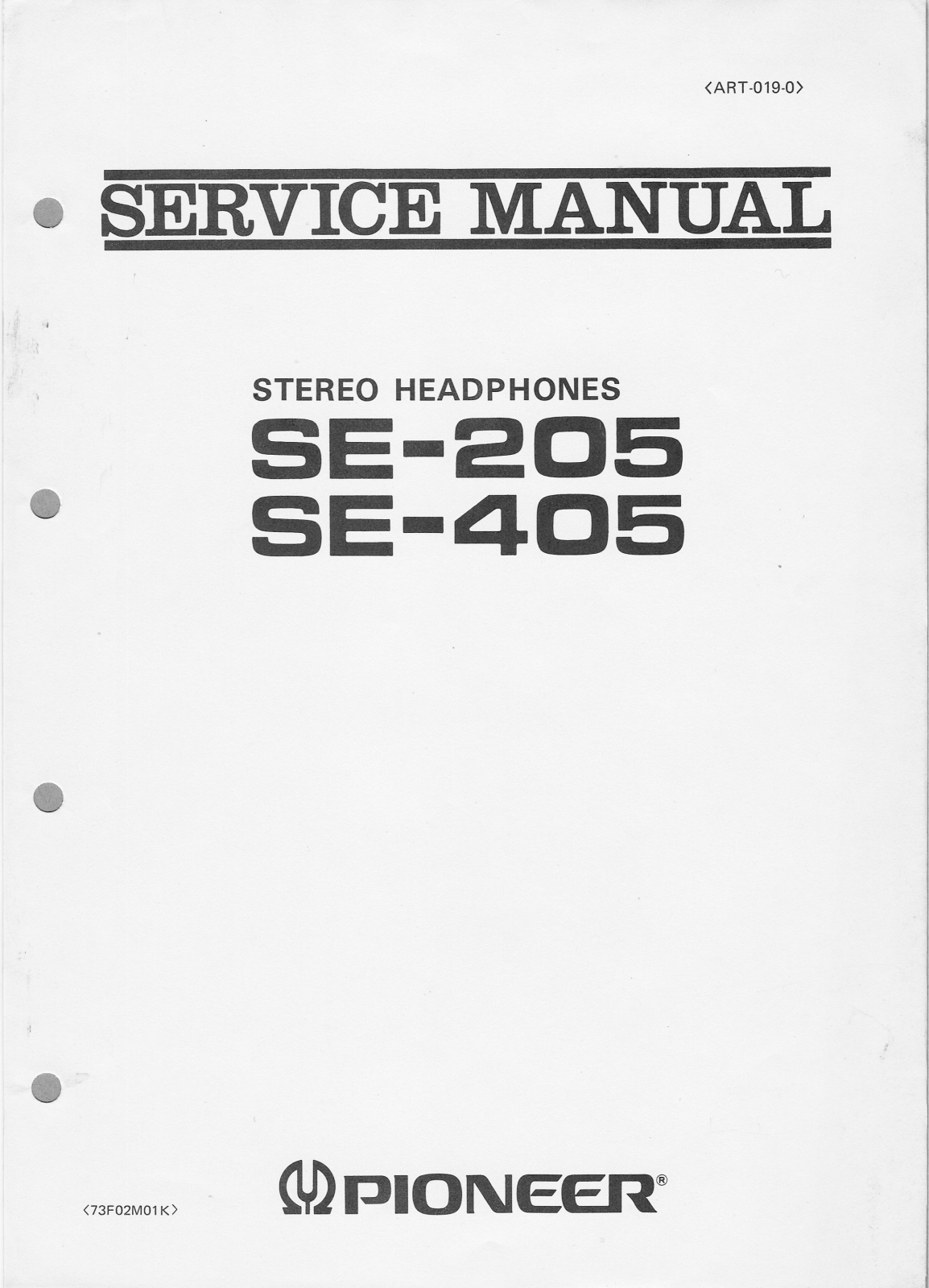 Pioneer SE-205, SE-405 Service manual