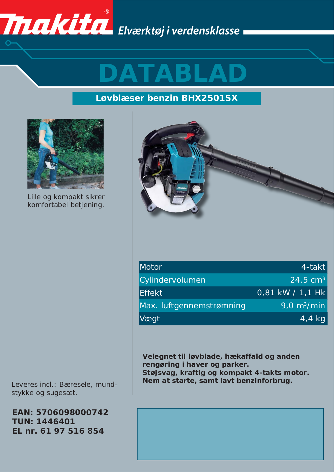 Makita BHX2501SX DATASHEET