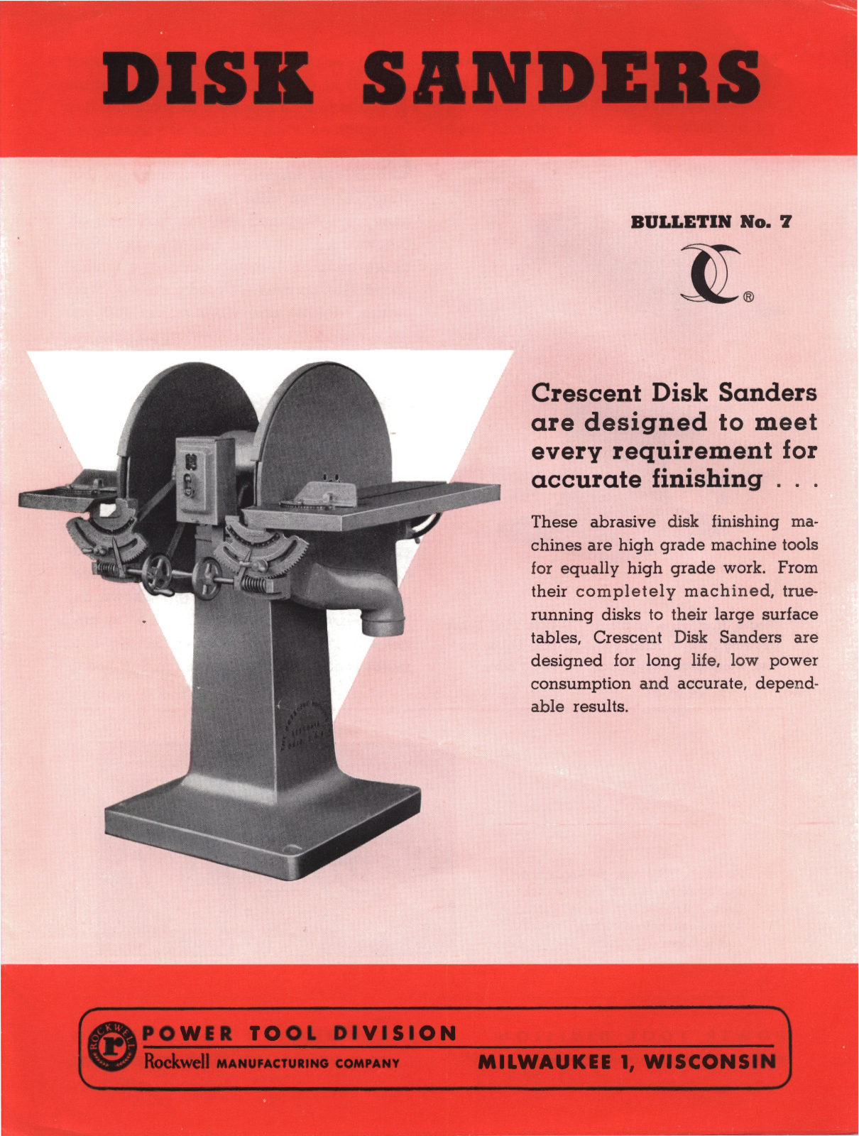 Crescent Machine Crescent Double Disk Sanders Sanders/Grinders - ManualMachine.com